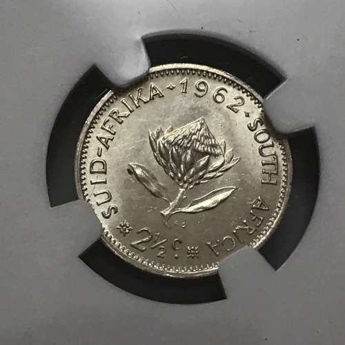1962 RSA graded silver 2 and a half cent graded MS 63 only 8745 minted - Scarce