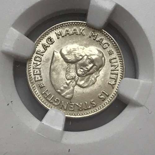 1962 RSA graded silver 2 and a half cent graded MS 63 only 8745 minted - Scarce