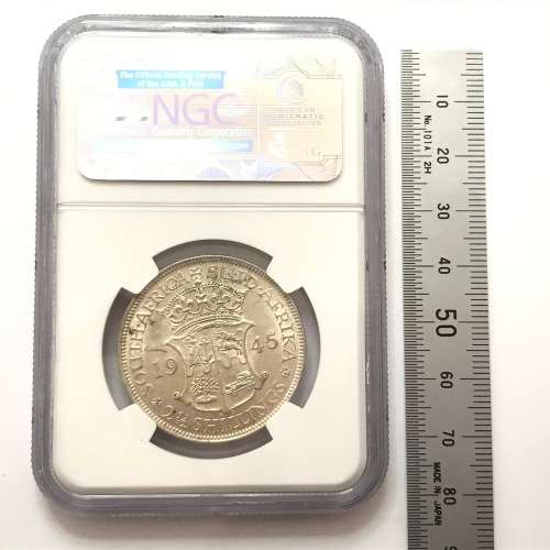 1945 SA Union Half Crown - Graded AU53 by NGC - Scarce