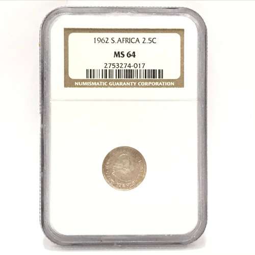 1962 RSA Scarce 2 1/2 cent graded MS64 by NGC - Only 8735 minted