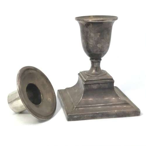 Pair of silver candle holders weighs 525 grams - no hallmarks
