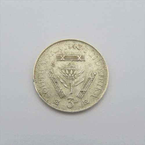 1943 South Africa 3d tickey AU