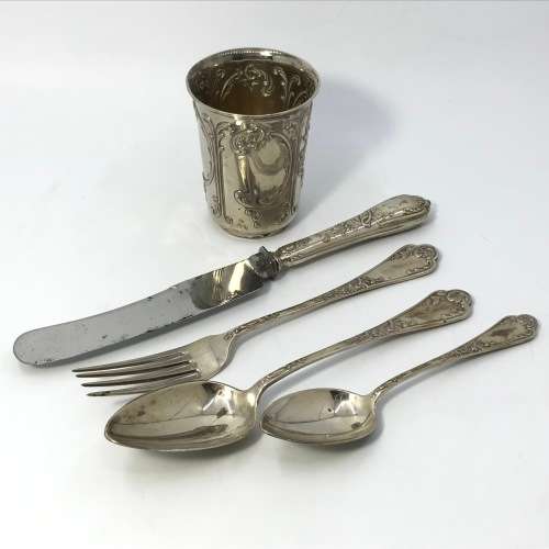 Antique Austrian Silver Christening set by Franz Rumwolf - circa 1899-1924