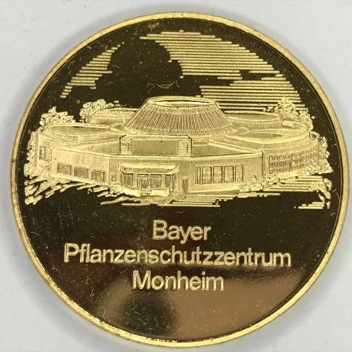 Bayer 100 year medallion in plastic holder