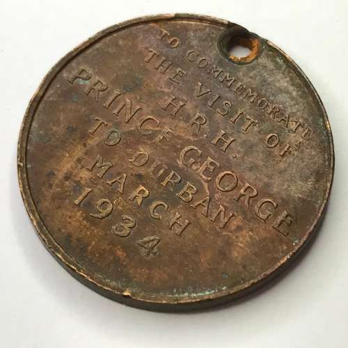 Medallion to commemorate the visit of Prince George in 1934 to the Durban march
