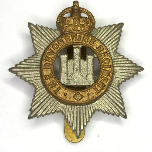 Great Britain The Devonshire regiment Kings crown badge - Bi-metal - Slide
