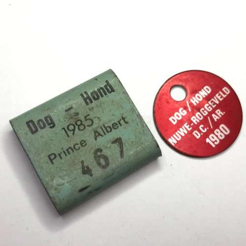 Lot of 48 different Dog Licenses late 70`s to early 80`s - Mostly Small Towns