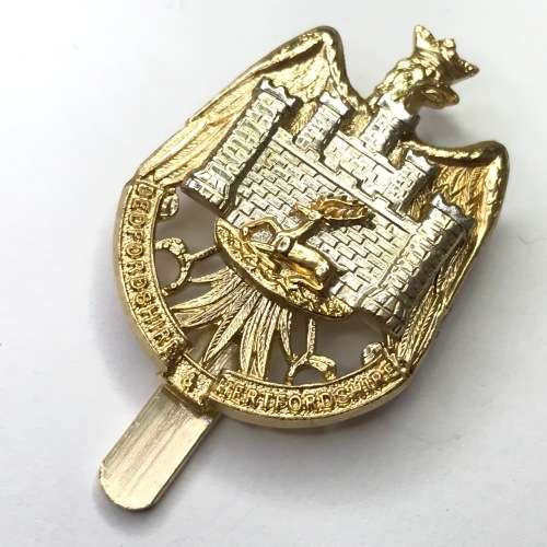 Great Britain Bedfordshire and Hertfordshire Regiment cap badge - Anodised - Slide
