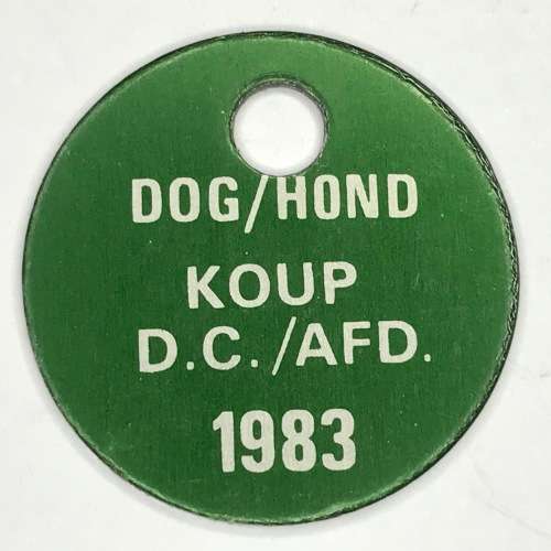 Lot of 3 Dog Licenses with no. 1800 - all Koup - 1983, 1984 and 1985