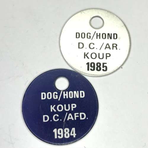 3 Dog Licenses - Koup 1983, 1984 and 1985 - All no. 1717