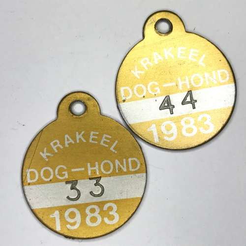 Very Very scarce - Krakeel 1983 - Dog licenses no.33, 44, 55 and 66