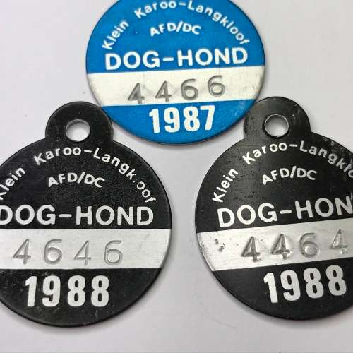 3 Dog licenses with 4`s and 6`s - all Langkloof 4464, 4466 and 4646