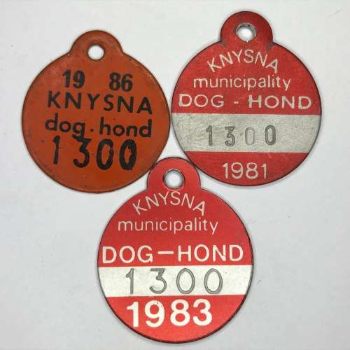 Dog License - lot of 3 Knysna licenses with no 1300 - DIFFERENT YEARS