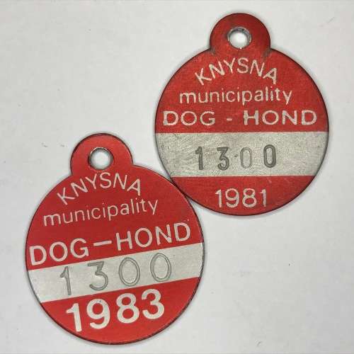 Dog License - lot of 3 Knysna licenses with no 1300 - DIFFERENT YEARS