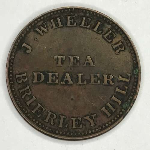 British Token J Wheeler Tea dealer Brierley Hill 1847 Trade Token