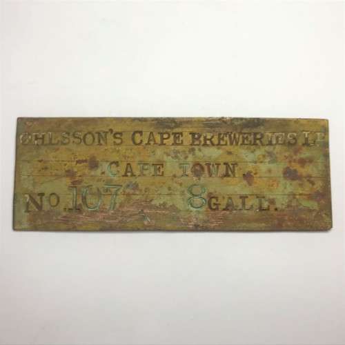 Ohlsson`s Cape Breweries LD Cape Town copper plate no 107_ 8 gallons token