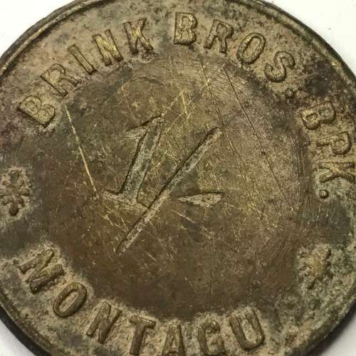 Brink Brothers 1 shilling brass token