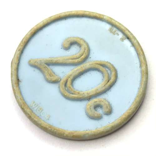 20c OK light blue plastic token