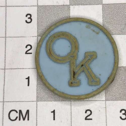 20c OK light blue plastic token