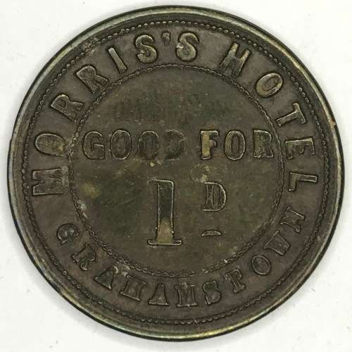 1872 Morriss Hotel in Grahamstown 1 d token