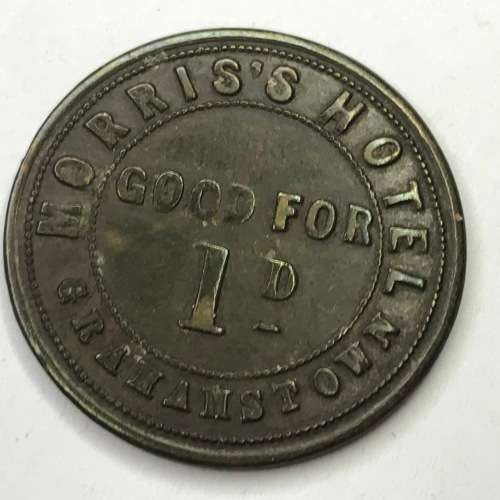 1872 Morriss Hotel in Grahamstown 1 d token