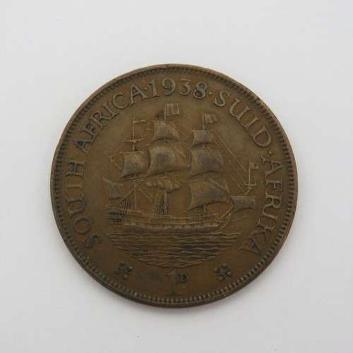 1938 South Africa penny XF