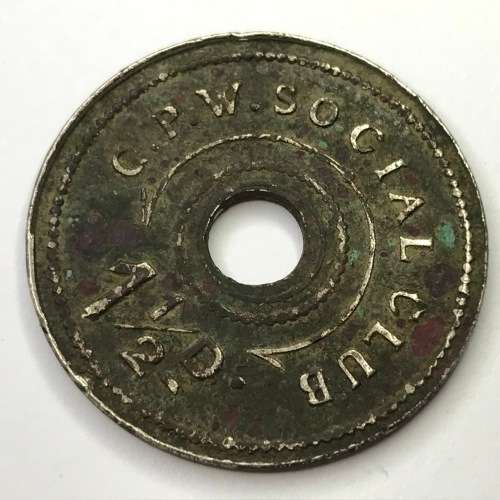 GPW Social Club 1 1/2d token (copper nickel)