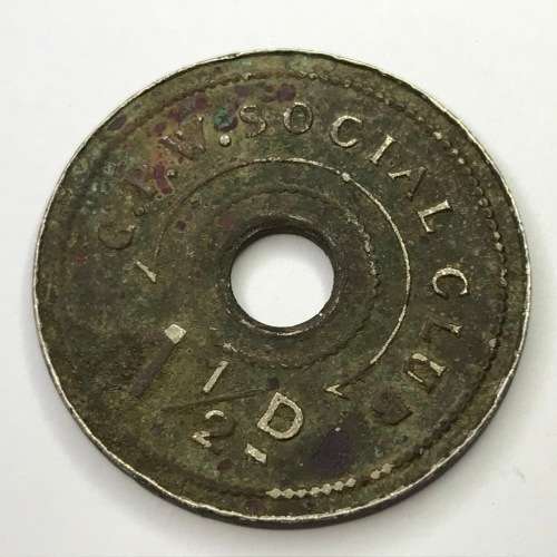 GPW Social Club 1 1/2d token (copper nickel)