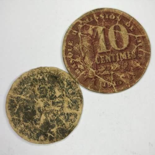 1915 Banque di Emission De Lille 10Centimes and 5Centimes cardboard coins - Rarely seen