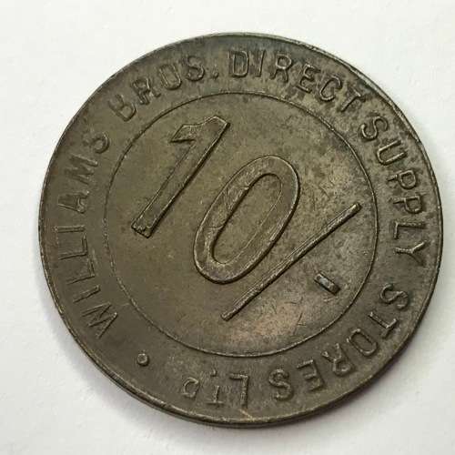 Circa 1921 Williams Bros. Direct Supply Stores Ltd. 10 shillings Token
