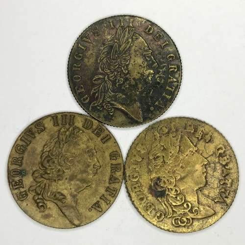 Lot of 3 different George III gambling tokens
