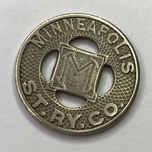 Minneapolis St. Ry. Co. transit token - Good for one fare - 1920