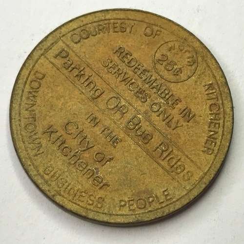 City of Kitchener 25c parking token