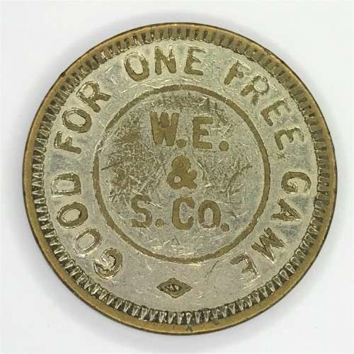 W.E. and S. Co. token - Awarded for skill - Good for one free game