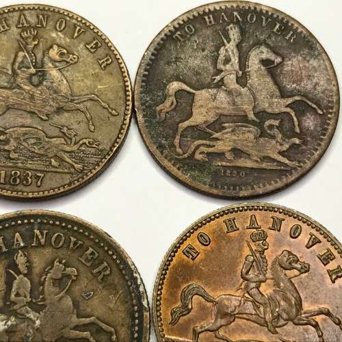 Great Britain lot of 6 To Hanover gambling Tokens