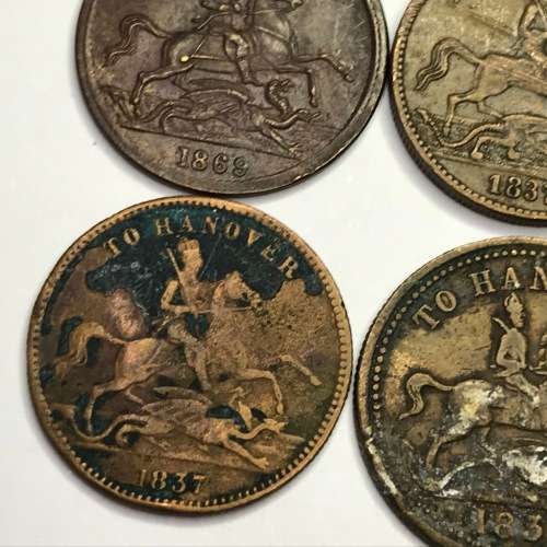 Great Britain lot of 6 To Hanover gambling Tokens