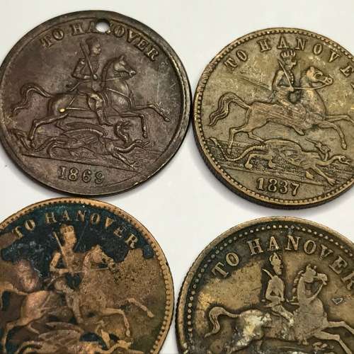 Great Britain lot of 6 To Hanover gambling Tokens