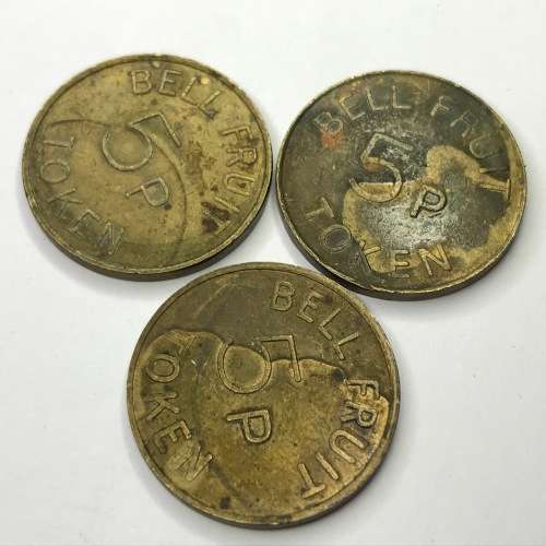 Lot of 3 Bell Fruit 5P Tokens