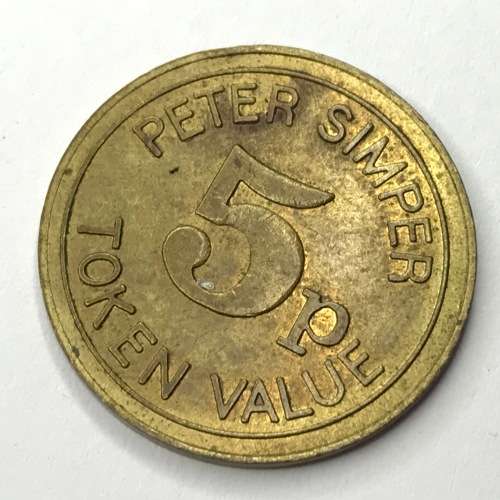 Peter Simper 5 pence token