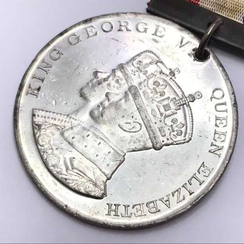 1937 Coronation of George 6 medal with ribbon - lead - AAA condition