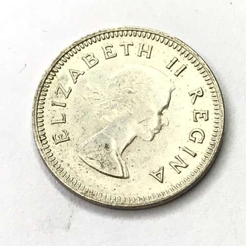 1953 SA Union 3d uncirculated cracked die flaw through R of Afrika
