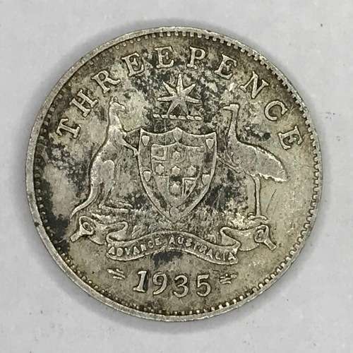 Lot of 5 Australia 3 pence coins - 1911, 1918, 1922, 1927 and 1935