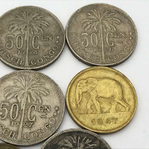 Lot of 8 Belgium Congo coins - all different