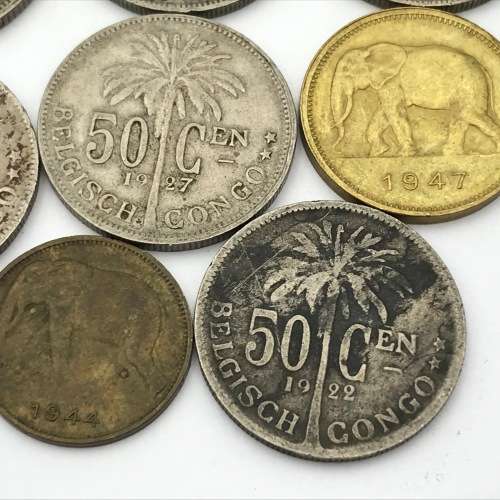 Lot of 8 Belgium Congo coins - all different
