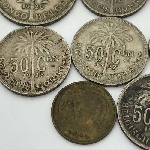 Lot of 8 Belgium Congo coins - all different