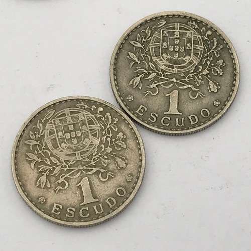 Lot of 8 Portugal 1 Escudo coins - 1927, 1928, 1940, 1946, 1951, 1957, 1958 and 1959
