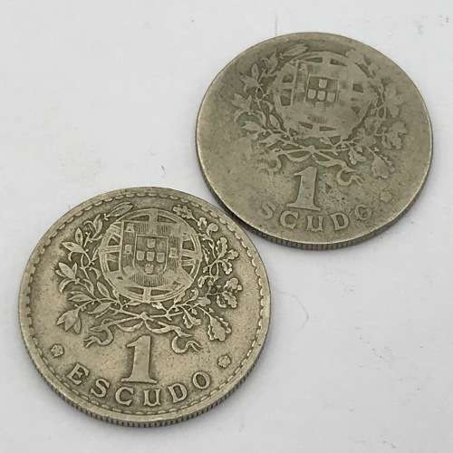 Lot of 8 Portugal 1 Escudo coins - 1927, 1928, 1940, 1946, 1951, 1957, 1958 and 1959
