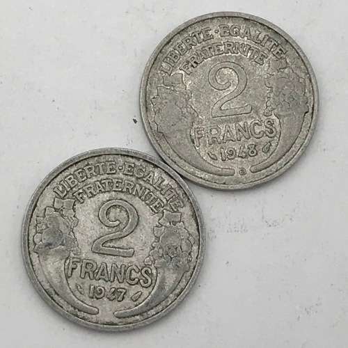 Lot of 6 France aluminum coins dated between 1941 and 1949
