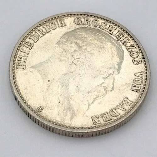 1907 G Deutsches Reich Baden silver 2 Mark