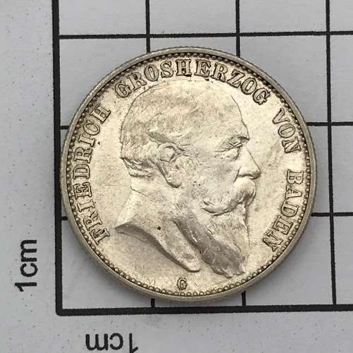 1907 G Deutsches Reich Baden silver 2 Mark